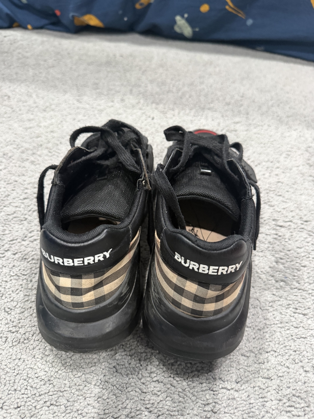 Burberry Kids Black & Beige Check Low-Top Sneakers